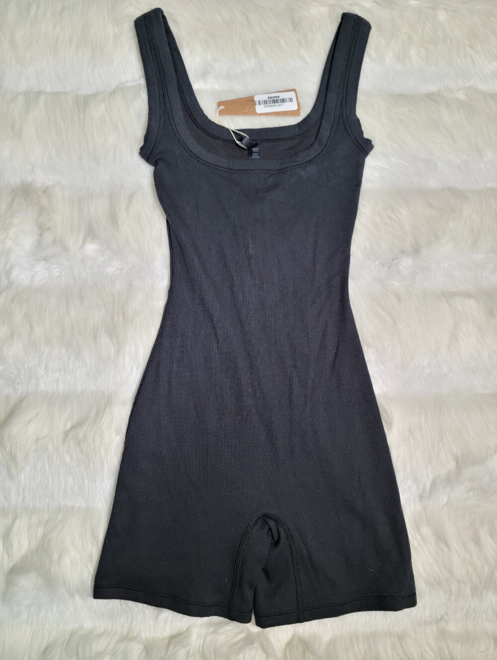 SKIMS Cotton Rib Onesie Black Soot Women XXS NEW